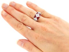Vintage 1.70Ct Ruby and 1.14Ct Diamond, Platinum Dress Ring Circa 1990