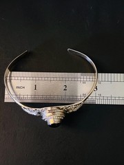 Vintage 925 Silver Poison Pillbox-Locket Bracelet Cuff Tear Shaped Black Onyx