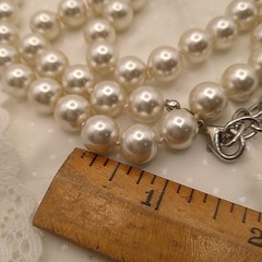 VINTAGE SIGNED GRAZIANO HAND KNOTTED FAUX PEARLS 61-64.5” CLASSY NECKLACE READ*