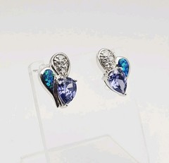 Sterling Silver 1.50ct TW Tanzanite, Opal & CZ Post Back Earrings