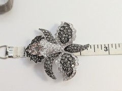 Nolan Miller Signed Orchid Flower Crystal Brooch Pink Clear Smoky Gray In Box