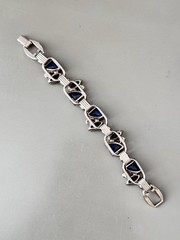 Vintage Verified JULIANA Blue Glass Pie Cut Bracelet, Brooch & Earring Set