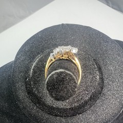 Vintage 18K GE RG Rhinestone Cluster Cocktail Ring Size 8