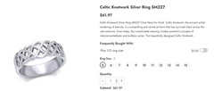 Celtic Knotwork Sterling Silver 925 Peter Stone Ring size 8.5 New