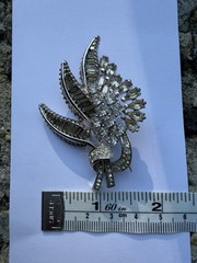 Vintage Pennino Brooch Rhinestone Floral Baguette Stones Glass Repaired Jewelry