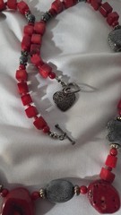 Vintage Sterling Silver, Chunky Red Coral Necklace – 26″ (595)