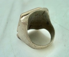 HEAVY 1940’s Vintage “K” MONOGRAM Initial Nickel-Plated Brass BIKER RING Size 9