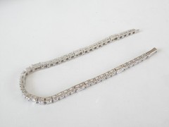 Vintage Sterling Silver 925 Baguette Cubic Zirconia Tennis Bracelet 7″