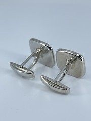 Cufflinks Mother of Pearl square flat MOP polished silver tone 7/8″