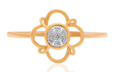 Round Cut 0.07TCW White Moissanite Floral Cluster Ring In Pure 10K Yellow GoldFN