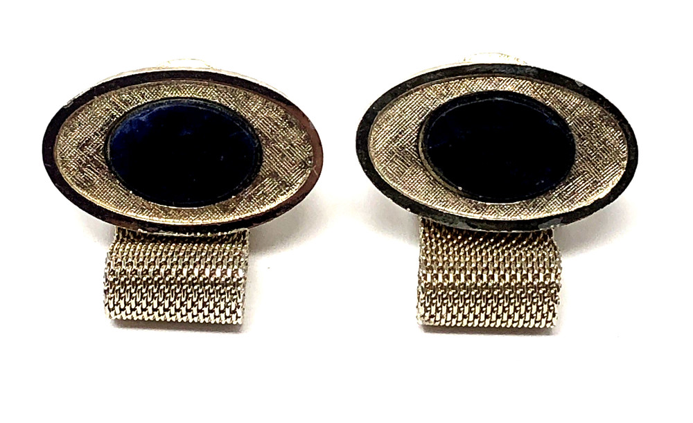 Danté Sodalite Cufflinks Blue Stone Gold Tone Mesh Wrap Around – Vintage