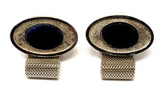 Danté Sodalite Cufflinks Blue Stone Gold Tone Mesh Wrap Around – Vintage