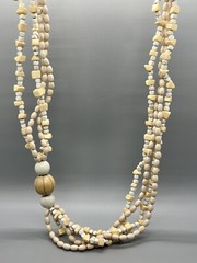 Unique Vintage Multistrand Wooden Beaded Necklace w Multiple Shaped Beads