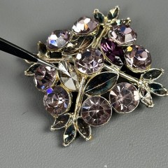 Edlee Signed Vintage Silver-Tone Crystal Rhinestone Cross Brooch Pot Metal? READ