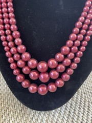 Vintage Multiple Strand Necklace Beads Costume Jewelry Pink