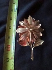 Metal Enamel Long Stem Flower Pin Vintage