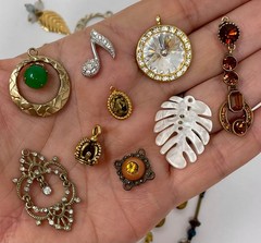 Lot Vtg & Modern Victorian Art Deco Style Pendants Findings Jewelry Craft Jv