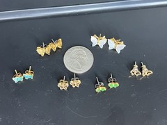 Vintage Butterfly Earrings Filigree Open Pierced Colorful Lot 6 Dainty Small See