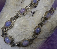 Foil backed doublet 0.925 Sterling Silver vintage 7 3/4″ Bracelet