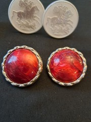 Vintage Lot of 8 Pairs CLIP-ON Gold/Silver Tone Red/White Varied Earrings Lot J7