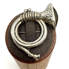 French Horn Design Brooch Sterling Silver 925 Size 1.75″ Length