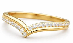 0.21TCW Round Cut White Moissanite V Shaped Women’s Ring Pure 10K Yellow Gold FN