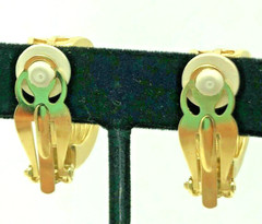Givenchy Couture Earrings Iridescent Peacock Glass Bamboo Gold Tone Vintage Rare