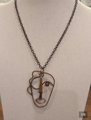 Vintage Rebajes Modern Kinetic Picasso Style Face Necklace