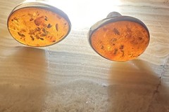 Vintage Pre- Historic Amber Sterling Silver Oval Clip-On Earrings TW. 6 Grams