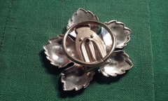 Vintage Signed Western Germany Silver Tone Metal Textured Leaf Scarf Clip Unused