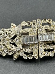 Pat Pend AT180112 Clear Rhinestones Duette Brooch Dress Clips (Missing Stones)