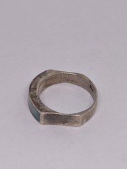 Sterling Silver 925 Mother of Pearl Band Ring Vintage Minimalist Stackable Ring