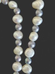 Vintage Faux Pearl Necklace 34” Gray White Baroque Irregular Opera Boho