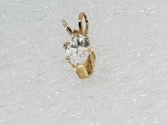Vintage Pretty 14K Yellow Gold Marquise CZ Navette Solitaire Pendant – 0.35 tcw