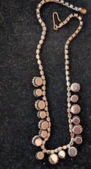 Vintage 1950’s Goldtone Aurora Borealis Amber Color Rhinestone Choker Necklace