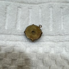 Round Cameo Woman Profile Pendant Charm, Gold Tone on Gray Base, No Stone