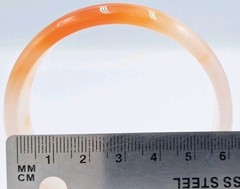 VTG Genuine Red Orange Icy Translucent Polished Agate Bangle Bracelet 57MM 30G