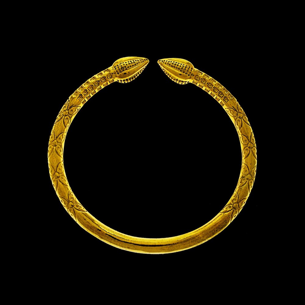 Gold Acorn West Indian Bangle | Extra Large Size 9 to 10