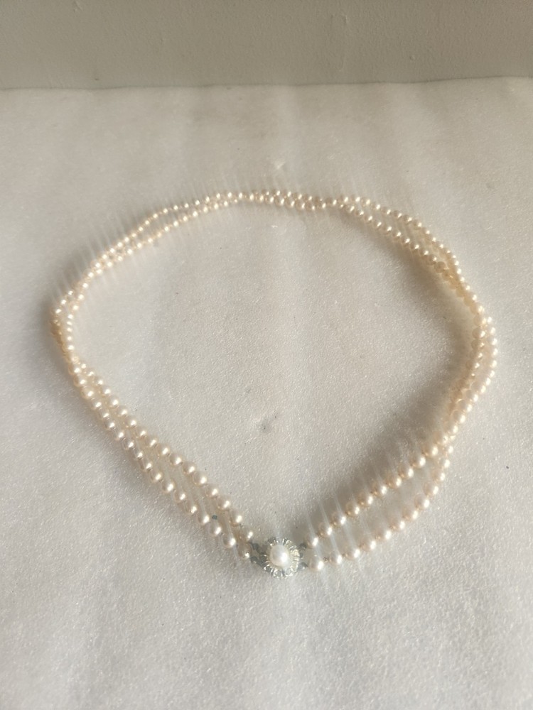 Peach Colored Faux Pearls Necklace • Made in Japan