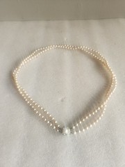 Peach Colored Faux Pearls Necklace • Made in Japan
