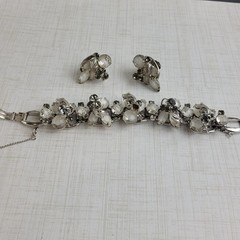 Vintage Juliana Rhinestone Bracelet & Earrings Set Givre Glass Smoky Rhinestones
