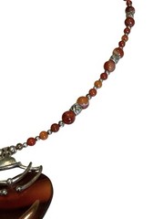 Red Stone Silver Tone Heart Necklace Earring Set Gothic Artsy Style