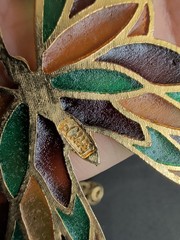 Vtg Stained Glass Style Butterfly Statement Necklace Signed Celebrity R157