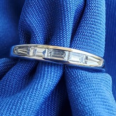 Original EARTH MINED DIAMOND slim Wedding BAND Antique PLATINUM Stacking RING