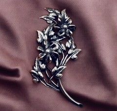 Vintage Danecraft Sterling Silver Floral Spray Brooch Pin Blooming Branch 3 1/8”