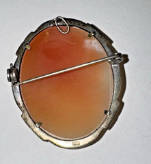 Vintage 800 Silver Cameo Brooch Pendant Marcasite Accents