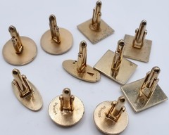 Vintage Mid Century Modern Swank Gold Tone Cufflinks & Tie Bar 10 Piece Lot