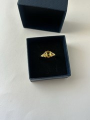 Vintage Yellow Cubic Zirconia Ring Gold Plated Womens Size 8.5