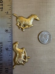 Vintage Brass Zebra Stampings 1.5” Safari Animal Findings Hanging Charms Lot of