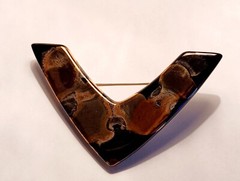 Midcentury Modern Japan Glazed Ceramic Art Modernist Brutalist Brooch Pin Set